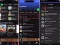 Ekran telefonu z aplikacją Spotify, pokazujący listę utworów i opcję dodawania.